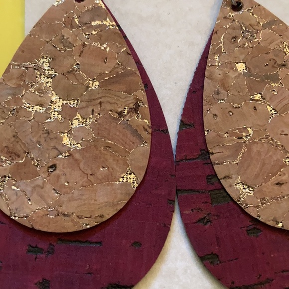 Handmade Genuine Cork Earrings - Picture 2 of 3
